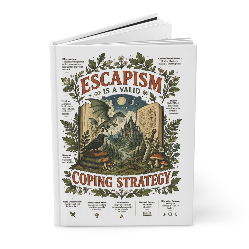Escapism Is a Valid Coping Strategy Hardcover Lined Notebook